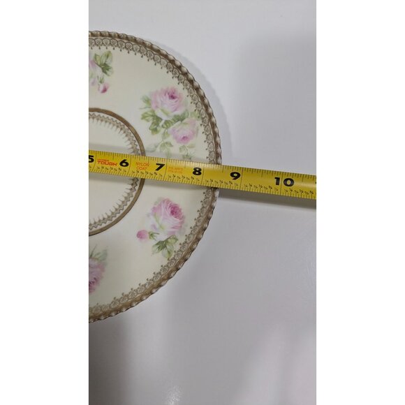 Vintage Bavaria Moschendorf Porcelain Plate Pink Rose Design Gold Trim - Picture 6 of 8